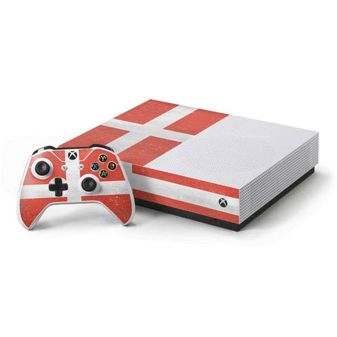 Denmark Flag Distressed Xbox One S All-Digital Edition Bundle Skin